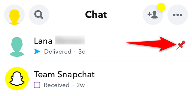 Un chat anclado en Snapchat.