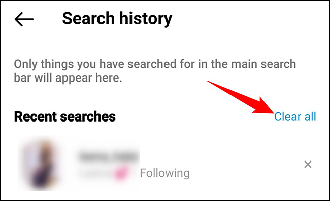 Toque "Borrar todo" en la página "Historial de búsqueda".