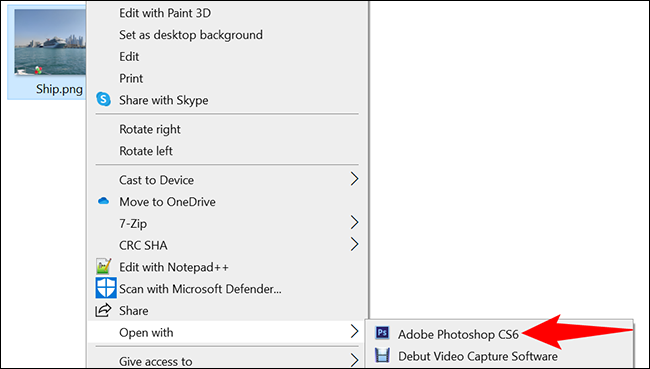 Haga clic con el botón derecho en PNG y seleccione Abrir con > Adobe Photoshop.