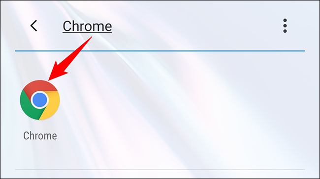 Toque Chrome en el cajón de aplicaciones de Android.