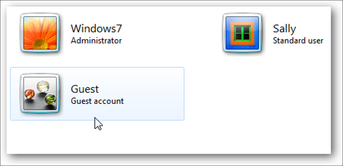 Selector de cuentas de Windows 7.
