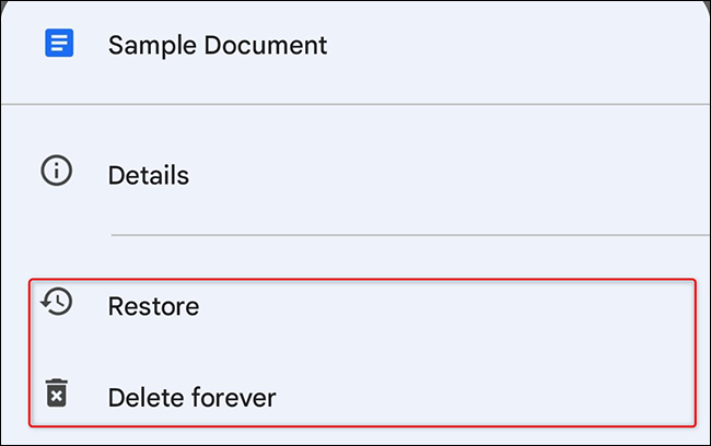 Restaurar o eliminar permanentemente un documento.