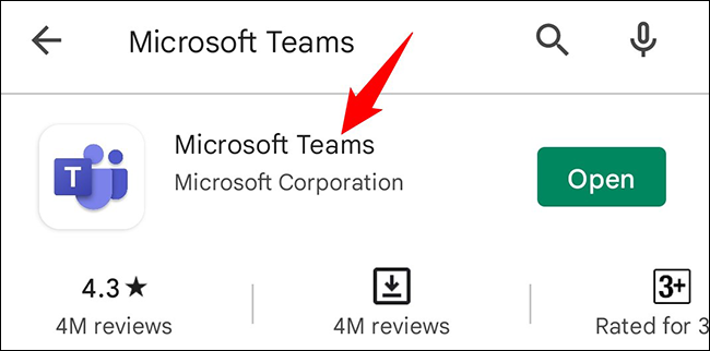 Seleccione "Microsoft Teams" en los resultados de búsqueda.