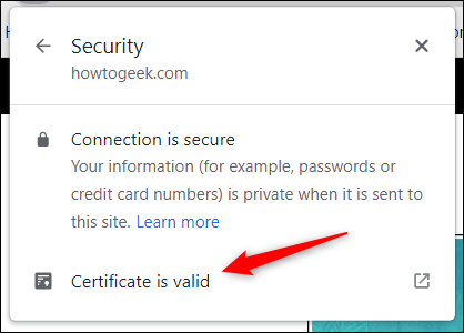 Haga clic en El certificado es válido.