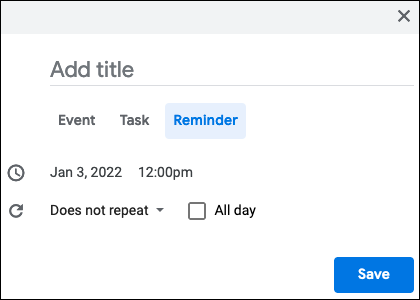 Crear un recordatorio en Google Calendar en la web