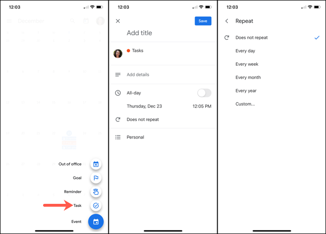 Crear una tarea en Google Calendar en dispositivos móviles