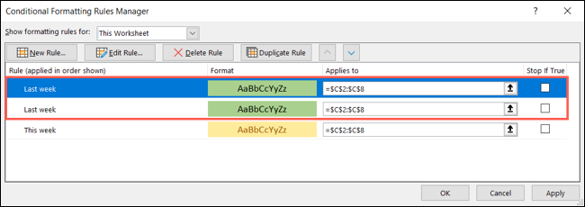 Duplicar una regla de formato condicional