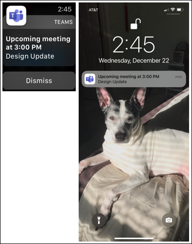 Notificación de reunión de Teams en Apple Watch y iPhone