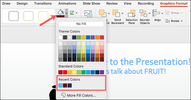 Colores recientes en Mac