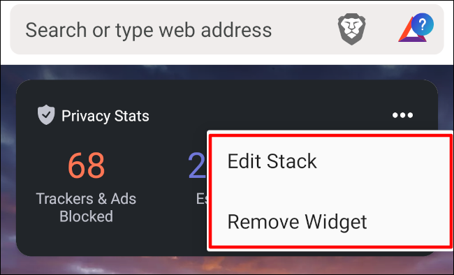 Edite la pila o elimine todo el widget.