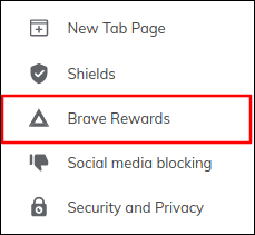 Haz clic en "Brave Rewards" en el menú de configuración.