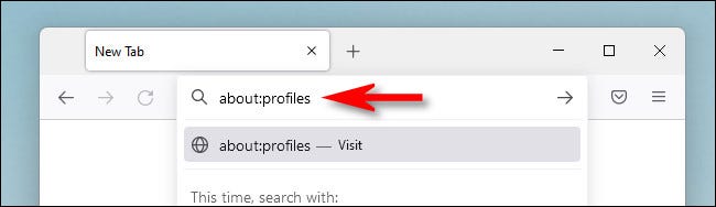 En Firefox, escribe about:profiles en la barra de direcciones y presiona Enter.
