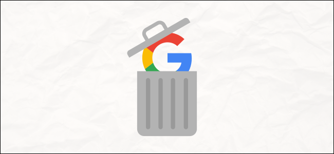 logotipo de google en un bote de basura