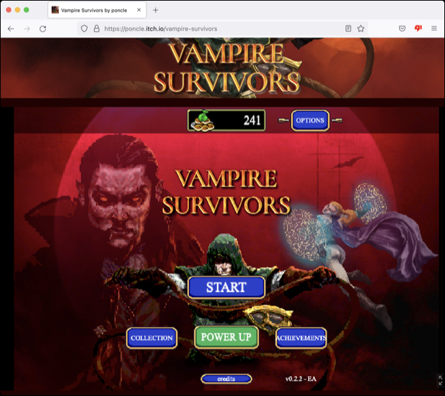 Sobrevivientes de vampiros ejecutándose en Firefox