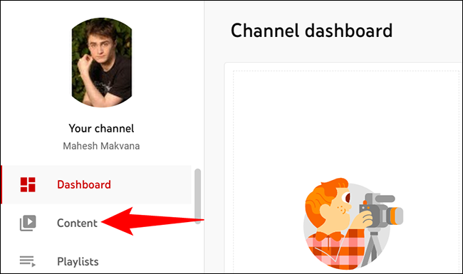 Elija "Contenido" en la barra lateral izquierda.