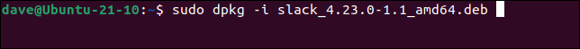 Instalar Slack desde el archivo DEB recién creado