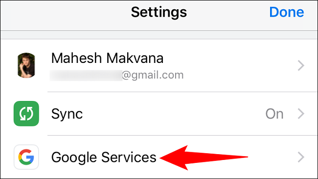 Elija "Servicios de Google" en "Configuración".