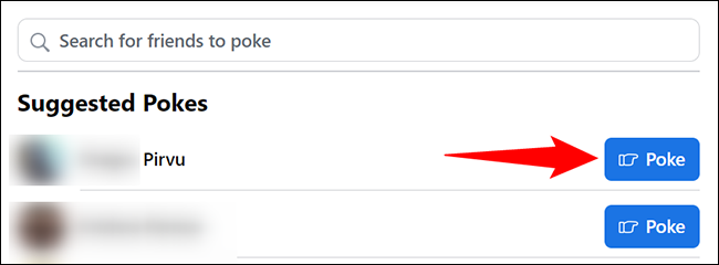 Haz clic en "Poke" junto al nombre de un amigo.