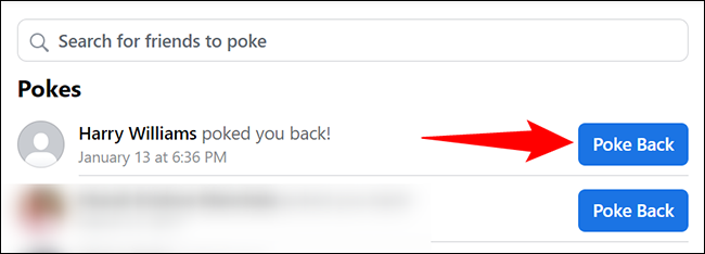 Haz clic en "Poke Back" junto al nombre de un amigo.