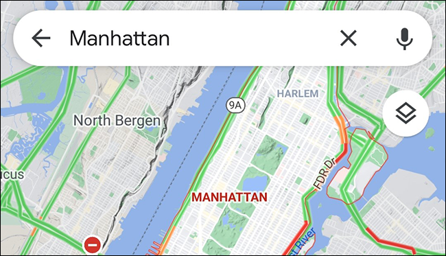 Datos de tráfico en Google Maps en dispositivos móviles.