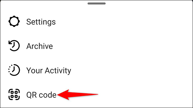Seleccione "Código QR" en el menú.