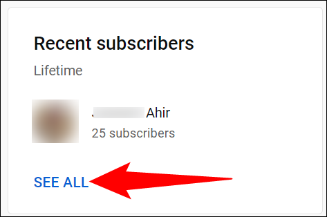 Seleccione "Ver todo" en la tarjeta "Suscriptores recientes".