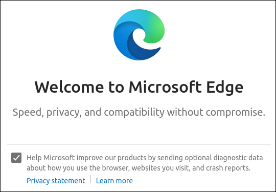 Microsoft Edge ejecutándose en Ubuntu