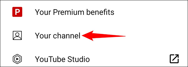 Elige "Tu canal" en el menú de perfil.