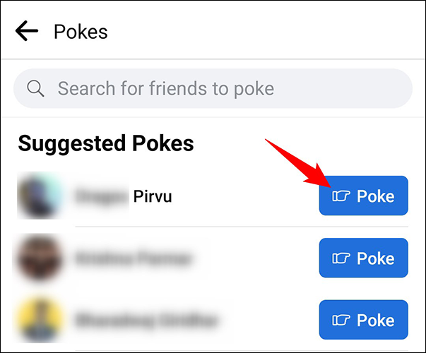 Toque "Poke" junto al nombre de un amigo.