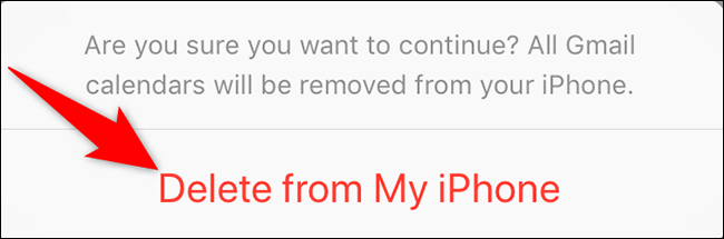 Toque "Eliminar de mi iPhone" en el aviso.