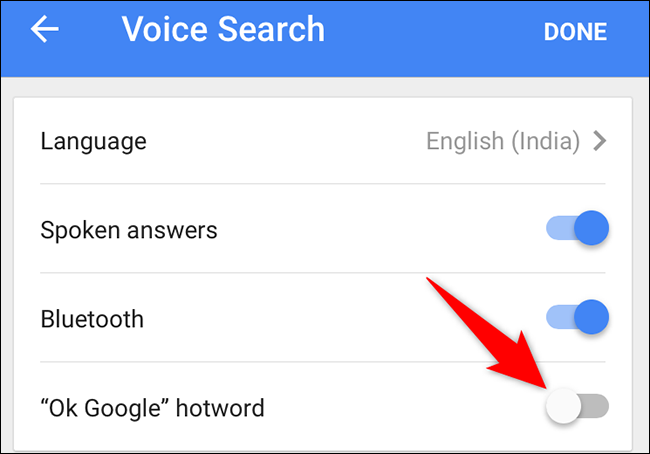 Active la opción "Ok Google hotword".