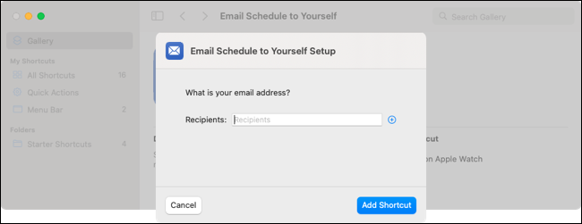 Programación de correo electrónico para usted mismo configuración