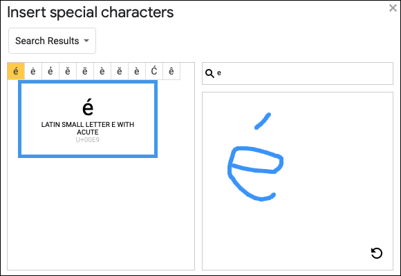 Caracteres especiales en Google Docs