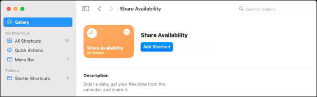 Acceso directo a Compartir disponibilidad