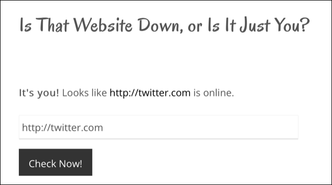 Sitio web que responde a la pregunta "¿Twitter está caído?"