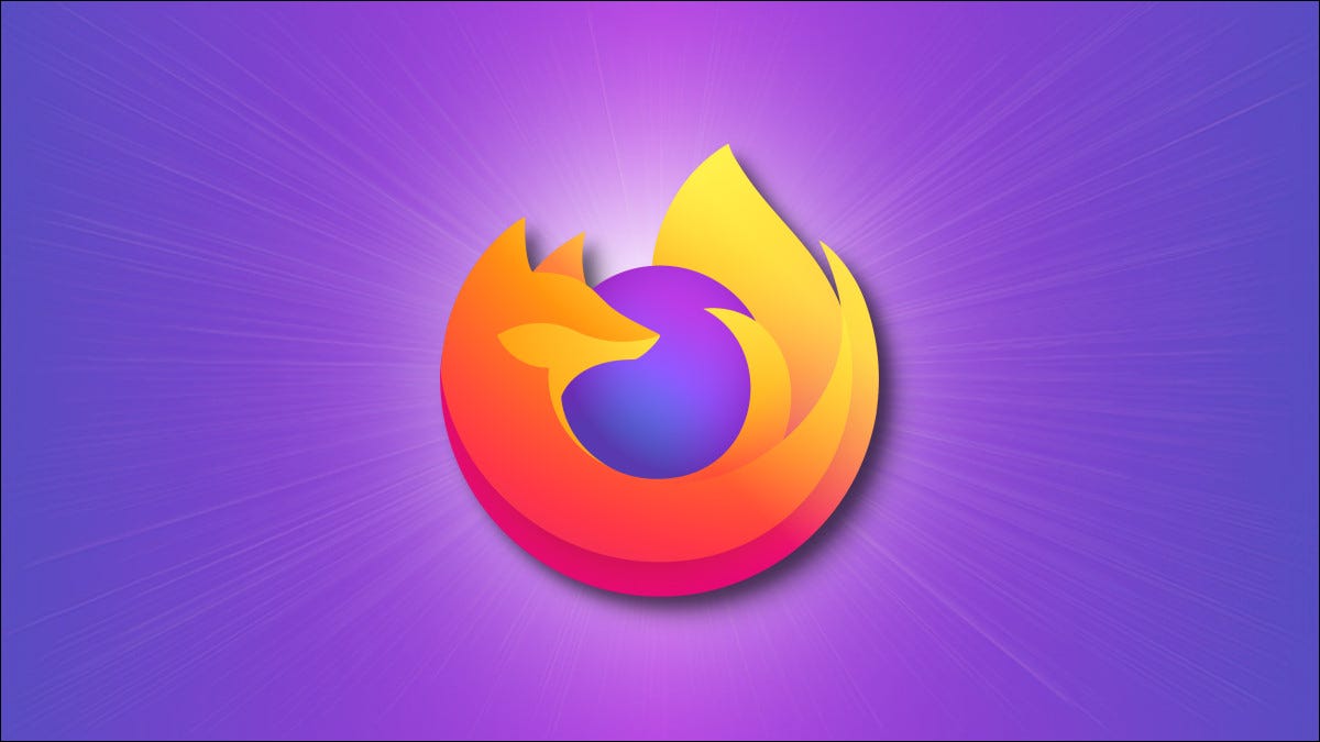 Logotipo de Firefox sobre un fondo morado.
