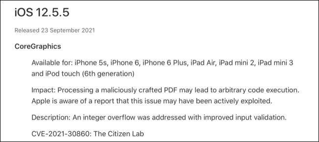 Registro de actualización de iOS 12.5.5