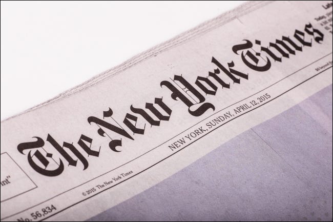 Primer plano de la portada del New York Times.