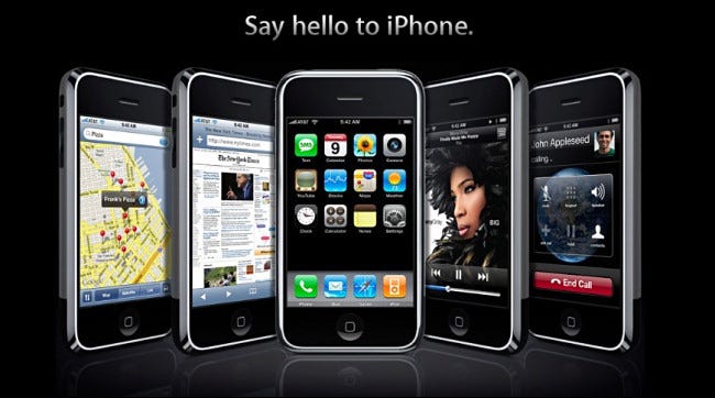 "Say Hello to iPhone" del sitio web de Apple en 1998.