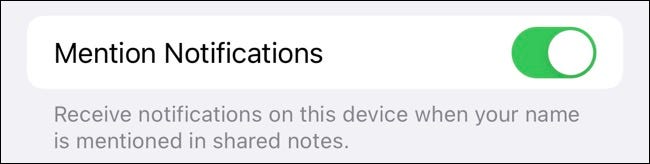 Habilitar o deshabilitar las notificaciones de mención para Apple Notes