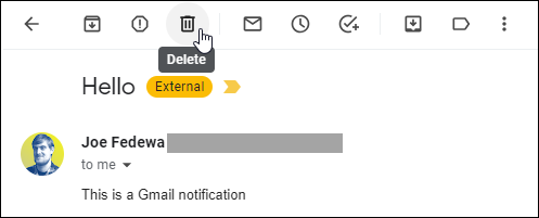 Botón Eliminar en Gmail.