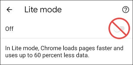 Cambio de modo Lite en Chrome.