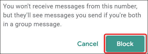 Elija "Bloquear" en el aviso.