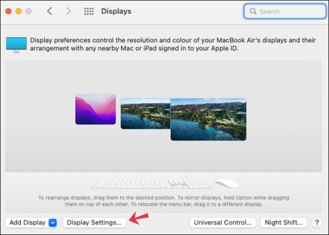 Botón de configuración de pantalla de macOS