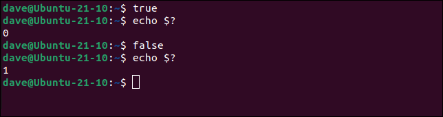 Los comandos incorporados true y false de bash shell.