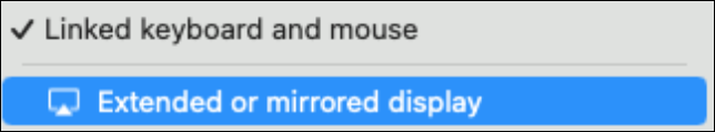 Opción espejo extendido o pantalla duplicada de macOS