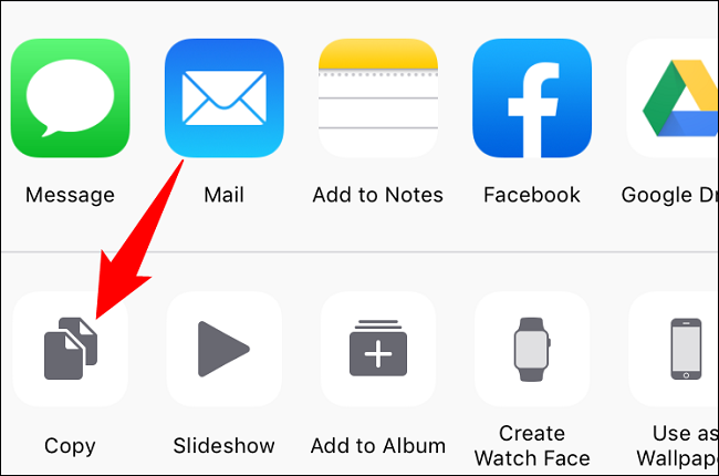Elija "Copiar" en el menú Compartir.