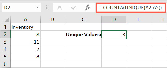 COUNTA con ÚNICO en Excel