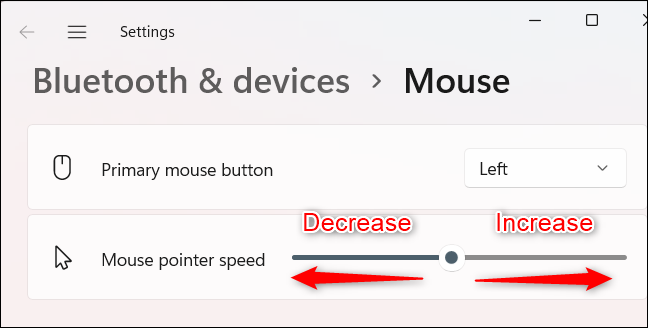 Aumente o disminuya la velocidad del mouse moviendo el control deslizante.
