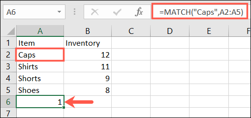 MATCH para encontrar texto en Excel